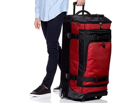 Travel Duffel Bag With Wheels In Red And Black