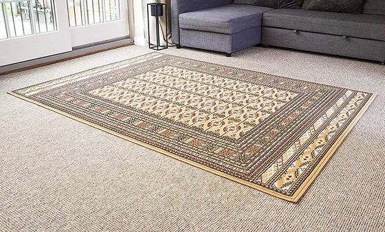 Floral Bokhara Rug In Patterned Style