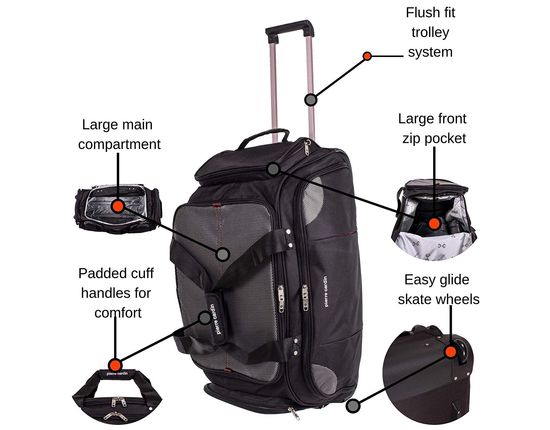 Duffle Bag On Wheels With Front Zipper Area
