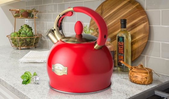 Stove Top Hot Water Kettle In Bright Red
