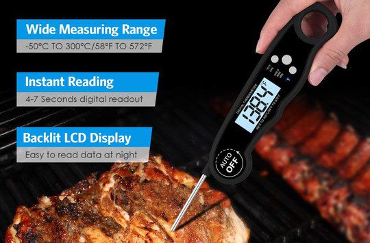 Instant Meat Thermometer In All Black