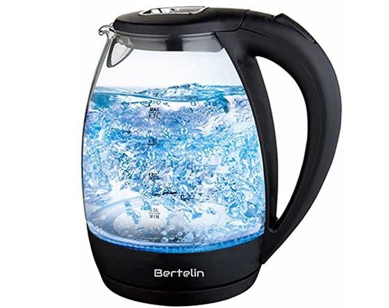 LED Glass Lit-Up Kettle With Curved Grip