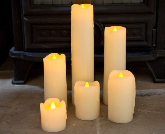 6 LED Flameless Candles Beside Fireplace