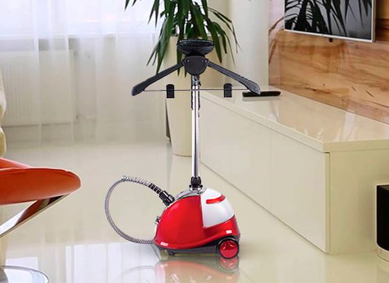 Floor Standing Garment Steamer In Black And Red Finish