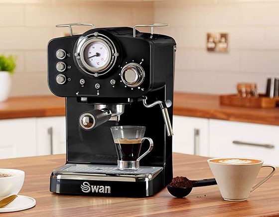 Black Retro Pump Espresso Coffee Machine