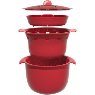 Small Vegetable Steamer For Microwave In Red Exterior