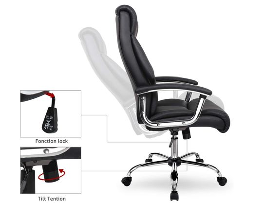High-Back Style Pro Ergonomic Workplace Chair In Black With Chrome Aspects