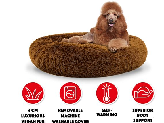 Calming Donut Dog Bed XL In Brown