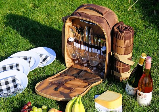 Backpack Picnic Set With Tartan Rug