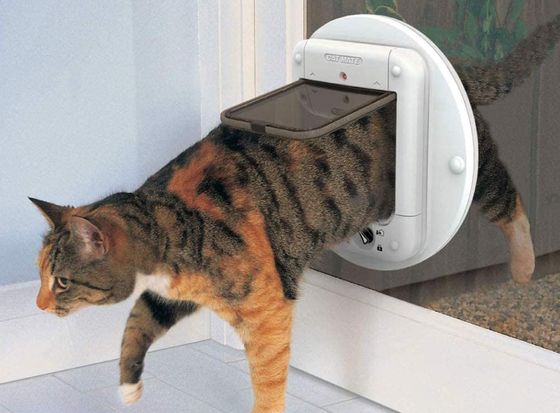White Microchip Activated Cat Flap Door