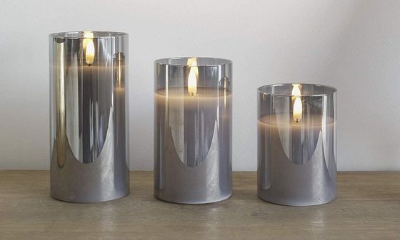 Grey Festive Lit LED Candles