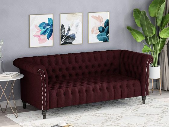 Traditional Chesterfield Sofa In Brown