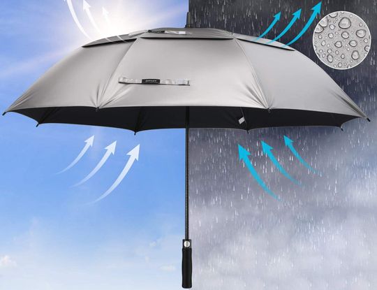 Vented Storm Proof Golf Umbrella In Silver