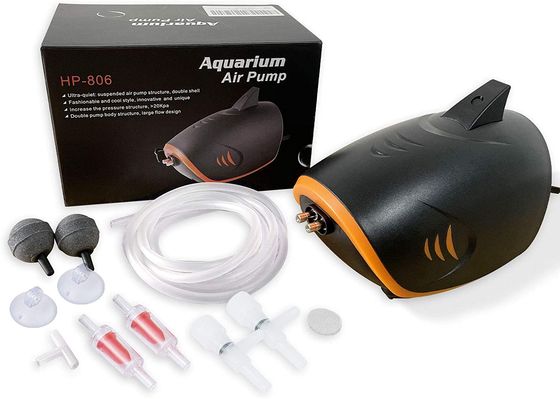 LED Dual Outlet Aquarium Air Pump In Black