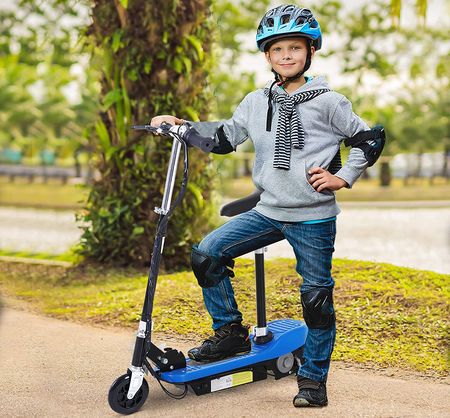 Blue Kids Electric E-Scooter In Park