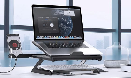 Black Laptop Stand With Smartphone Tray