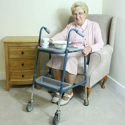 Zimmer Frame With Tray On 2 Wheels