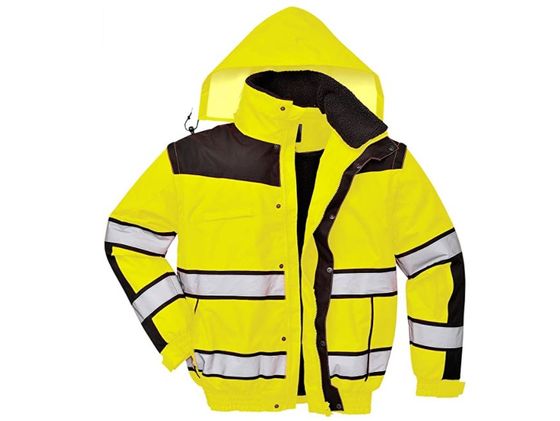 Hi-Vis Bomber Jacket With Yellow Hood