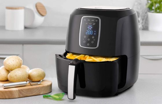 Black Hot Air Fryer With Chips In Tray