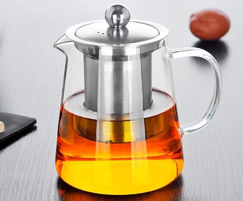 Glass Loose Tea Teapot With Steel Lid