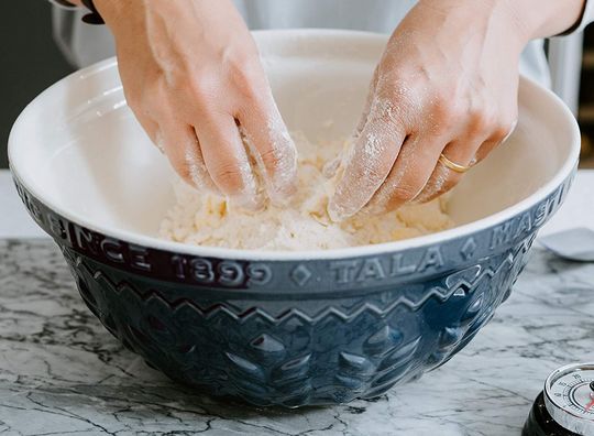 Cake Mixing Bowl In Indigo And Ivory