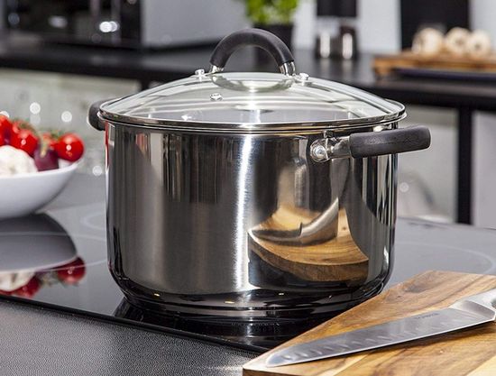 Steel Cooking Pot With Vented Glass Cover