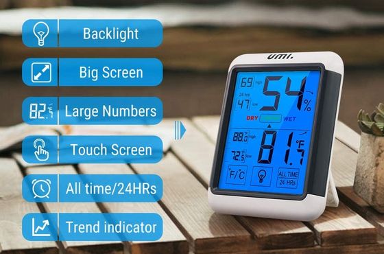 Humidity Gauge Thermometer With Blue LCD