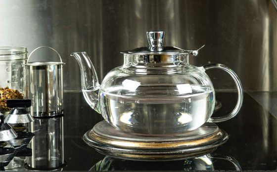 Glass Teapot With Steel Lid