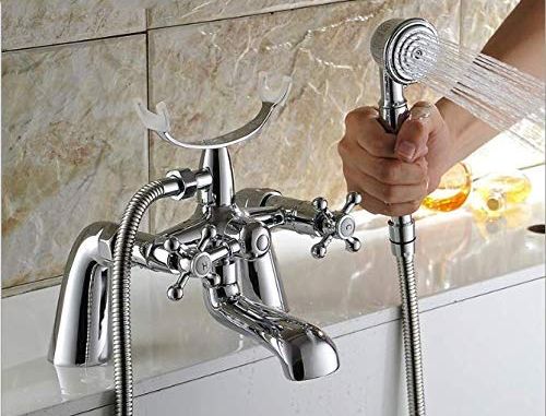 Traditional Bath Shower Mixer Tap With Steel Shower Hose