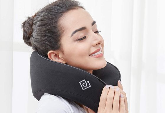Neck Support Pillow In Brown And Cream Material