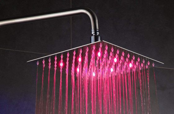 Shower Head With Lights In Polished Steel
