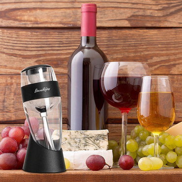 Wine Aerator With Stand On Wood Table