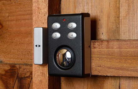 House Or Garage Keypad Shed Security Alarm On Wooden Door