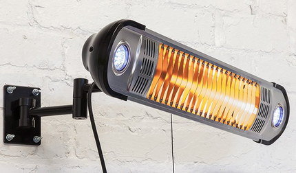Outdoor Heat Lamp In Black With 2 LED Lights