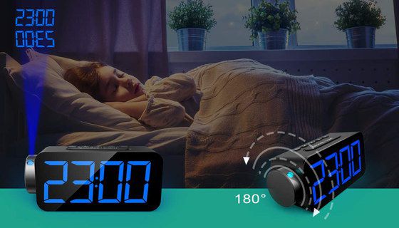 Projection Alarm Clock Radio With Blue LED