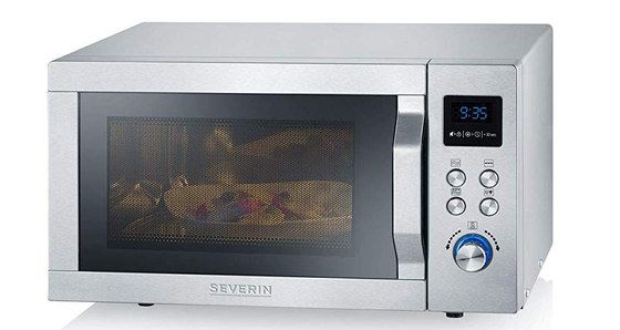 Silver Microwave Grill With Blue LED Display