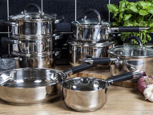 Induction Pots And Pans Set With Black Handles