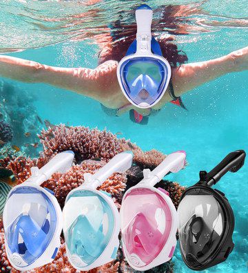 All In One Snorkel Mask On Womans Face