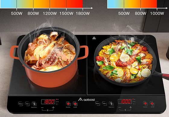 LED Twin Large Induction Hob With Steel Pot