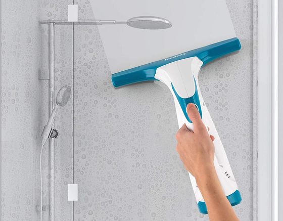Handheld Window Vacuum Cleaner In White And Blue