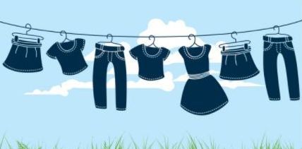Black Clothes-On Outdoor Washing Line