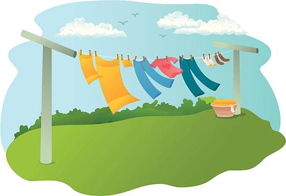 Clothes On Line Blowing