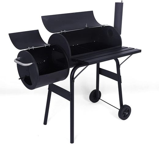 Barrel Style Charcoal Barbecue In Black