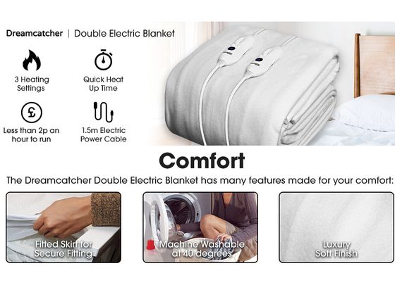 Comfy Double Electric Blanket Dual With Remotes