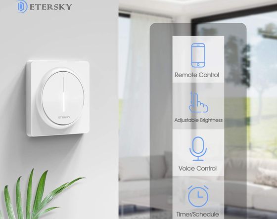 White Smart WiFi Dimmer Switch On Wall