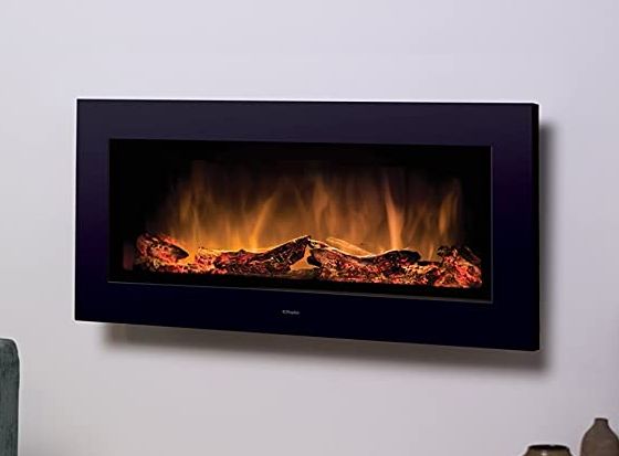 Wall Mounted Fireplace On Wall In Living Room