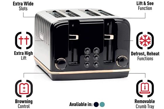 Multi Feature 4 Slots Steel Toaster