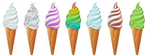 Ice Cream And Cones In Colour