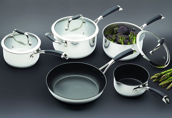 Steel Induction Pan Set With Black Enamel Layers