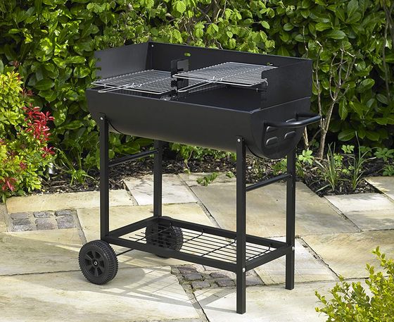 Electric Steel Charcoal Barbecue In Bright Red